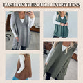 Versatile V-Neck Sweater Vest with Functional Pockets for Women - Ella