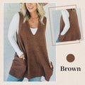 Versatile V-Neck Sweater Vest with Functional Pockets for Women - Ella