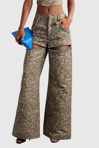 Leopard Print Jeans with Sparkling Rhinestones for Women – Monica