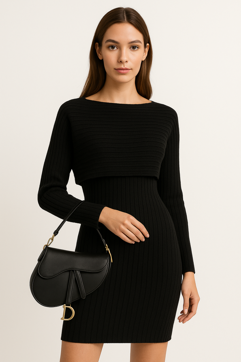 Elegant Knit Sweater Dress Ensemble for Women – Emma