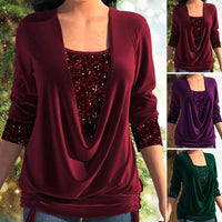Elegant Women's Sequin Top with Long Sleeves – Sophia