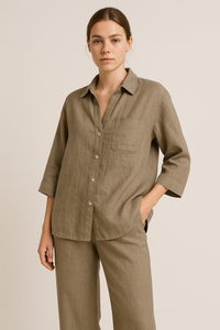 Casual Chic Button-Up Shirt and Pants Set – Emma