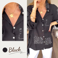Women's Relaxed Button-Down Shirt with Graphic Letter Print – Emily