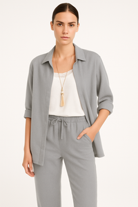 Linen Casual Shirt & Relaxed Pants Set, Chic Summer Outfit – Emily