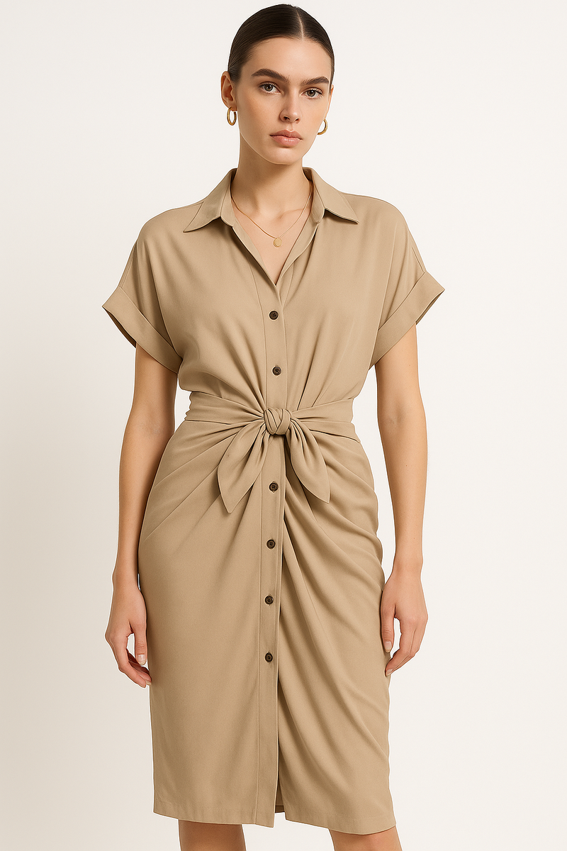 Chic V-Neck Wrap Dress with Adjustable Belt – Sophia