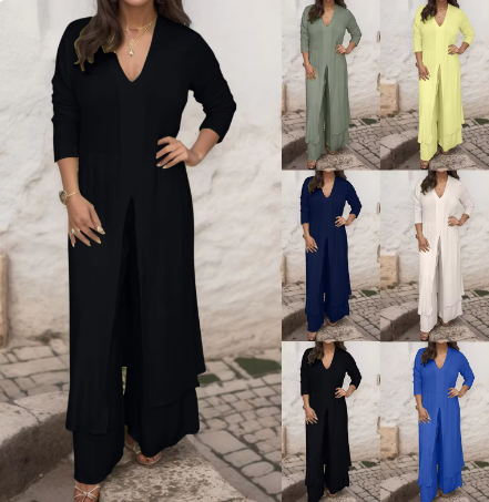Lightweight Two-Piece Summer Suit with Long Sleeves – Olivia
