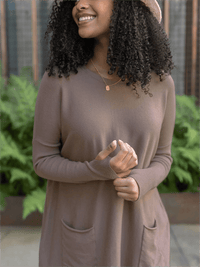 Cozy Knit Tunic Sweater with Pockets & Thumbholes – Emma