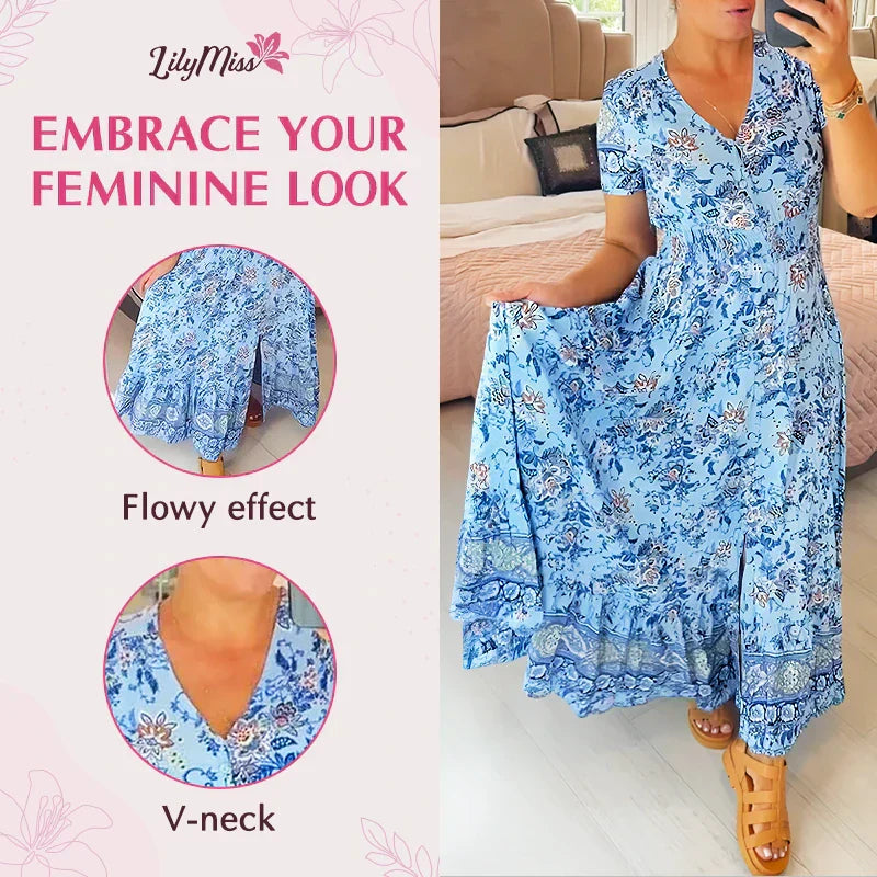 Floral V-Neck Maxi Dress for Special Summer Moments – Emma