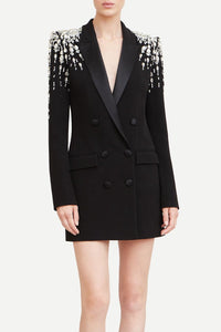 Premium Crystal-Embellished Blazer Dress for Women – Amelia