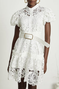 Elegant Lace Dress with Belt for Non-Stretch Comfort – Olivia
