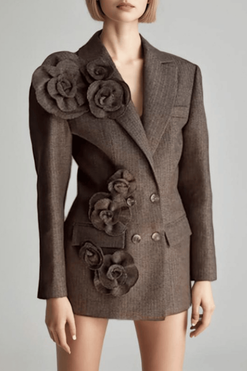 Floral Appliqué Cotton Blazer for Casual Elegance - Olivia