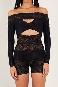 Chic Lace Playsuit with Comfortable Stretch Fabric – Sophia