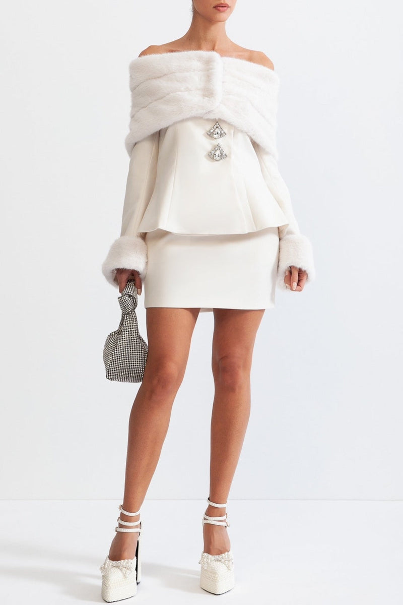 Women's Faux Fur Two-Piece Outfit with Elegant Design – Grace