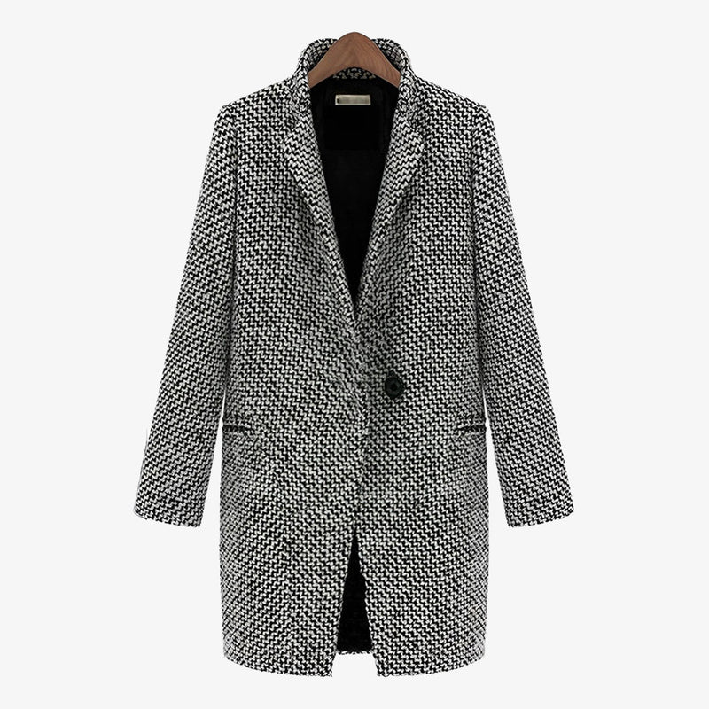 Elegant Houndstooth Coat – Timeless & Sophisticated Style – Olivia
