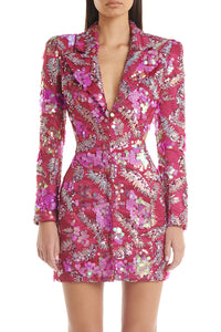 Dazzling Sequin Blazer Dress with Bold Open Back – Olivia