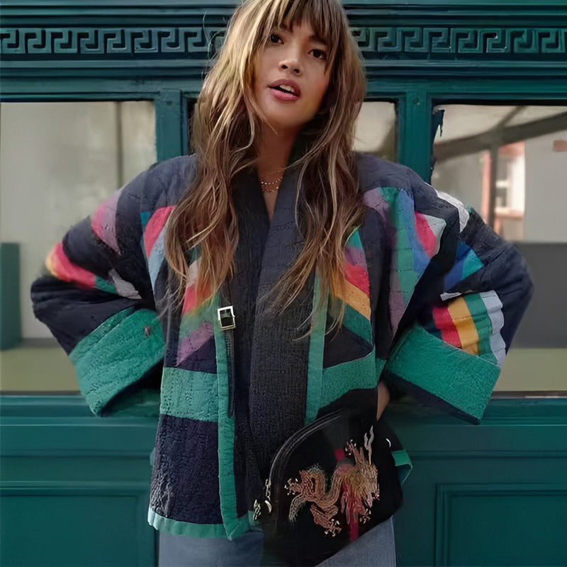 Patchwork Quilted Coat – Unique & Stylish Cold-Weather Look – Isabelle
