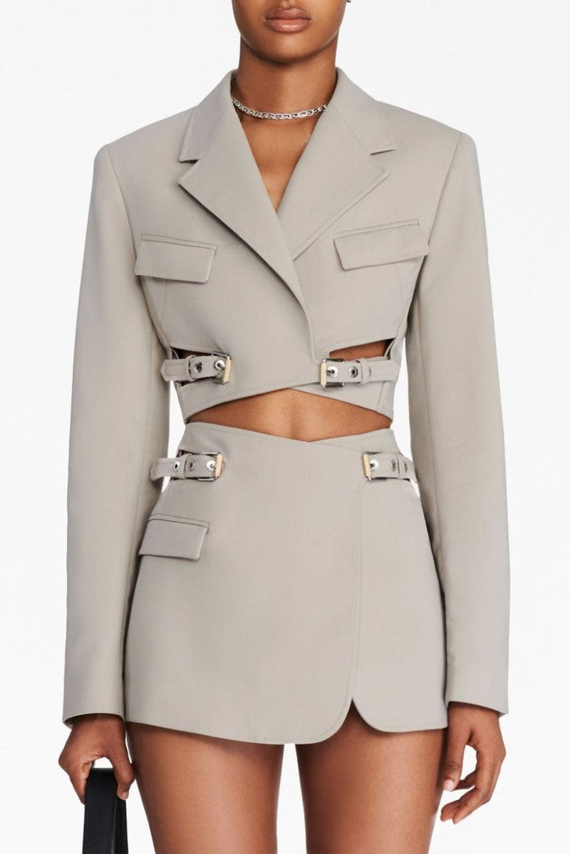 Stylish Cutout Grey Blazer for Women – Sophia