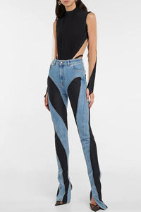 Fashionable Mesh Panel Jeans with Breathable Design – Emma