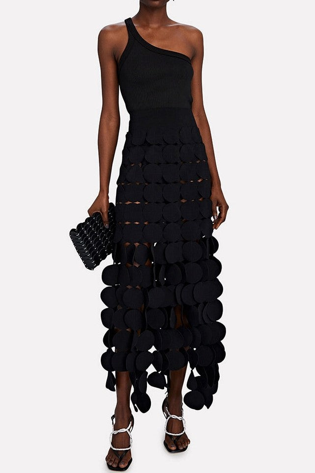 Black Midi Skirt with Stylish Tassel Detailing – Olivia