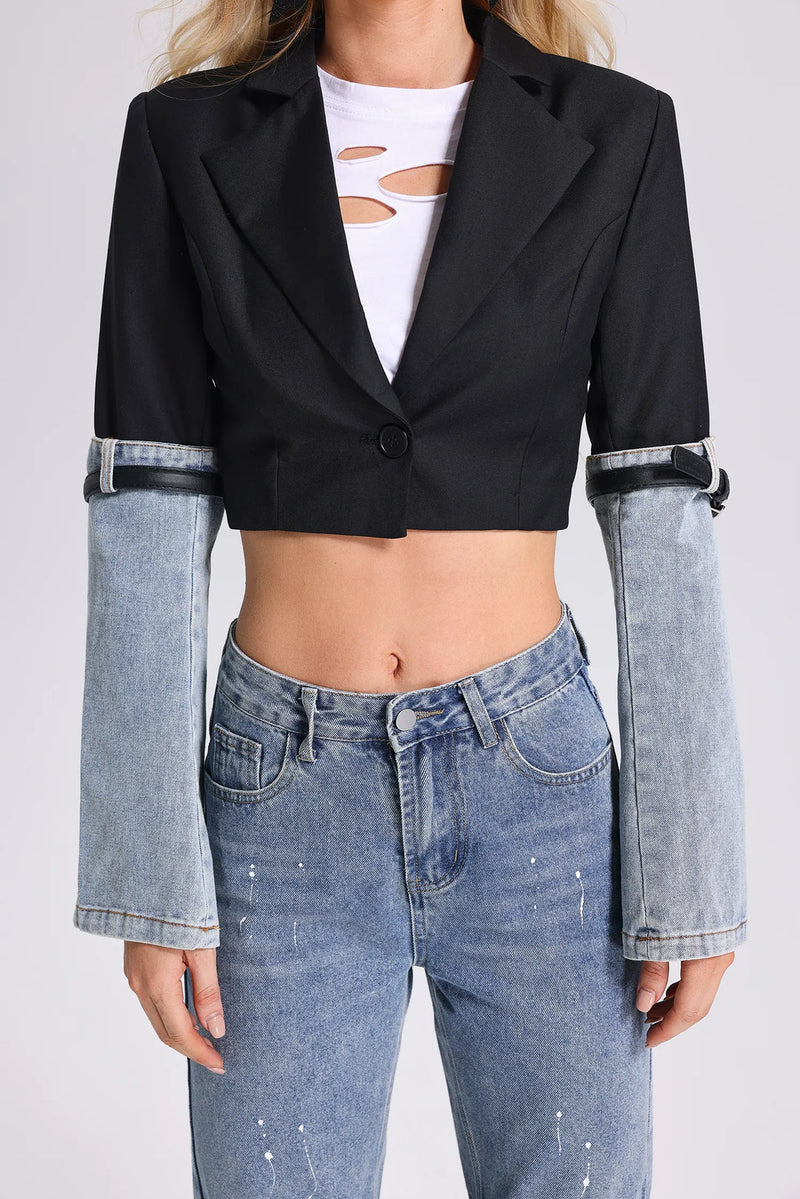 Chic Denim Blazer with Tailored Fit for Casual Style – Olivia