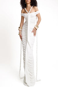 Women's Cotton Maxi Dress with Off Shoulder Style – Grace