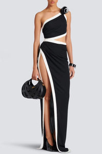 Elegant Evening Gown with Delicate Floral Accents – Olivia