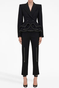Elegant Peplum Blazer with Ruffle Trim – Sophia