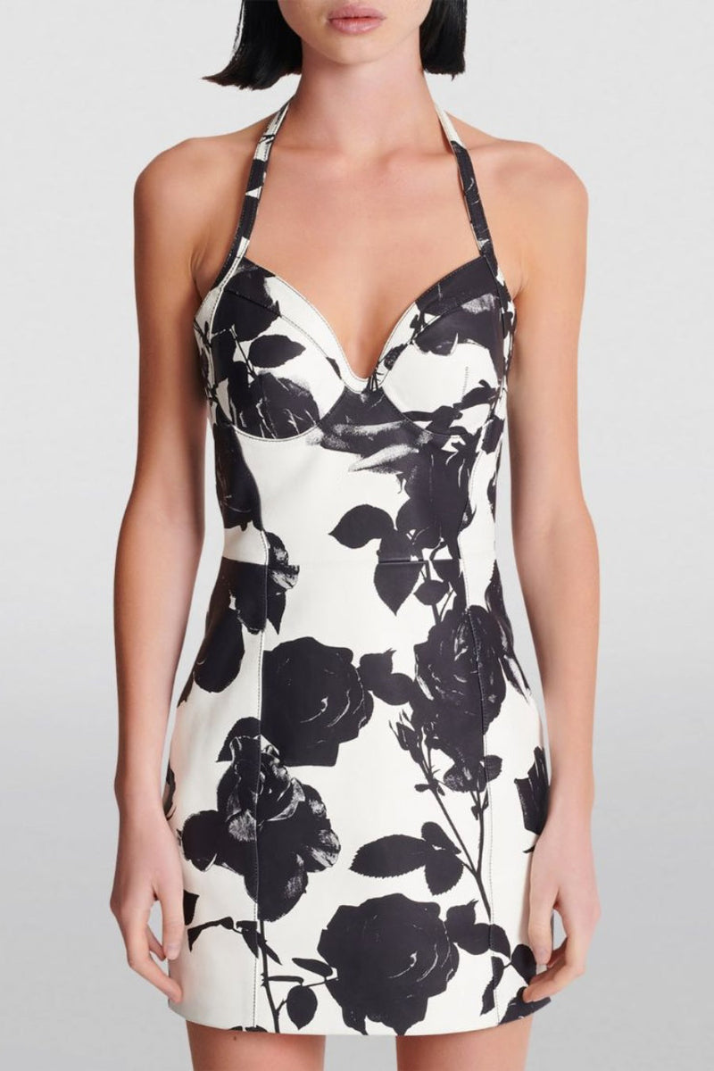 Women's Rose Print Mini Dress with a Non-Stretch Fit – Grace