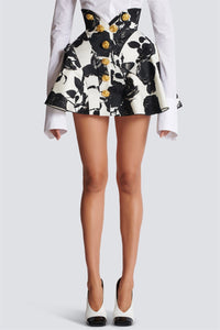 Feminine Mini Skirt with Rose Embroidery – Sophia