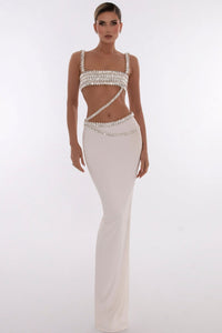 Elegant White Skirt and Strappy Top Ensemble for Women - Emma