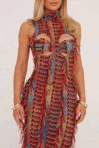 Backless Midi Dress with a Trendy Ripped Style – Ava