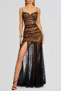 Sophisticated Lace Maxi Dress with a Stylish Side Slit – Sophia