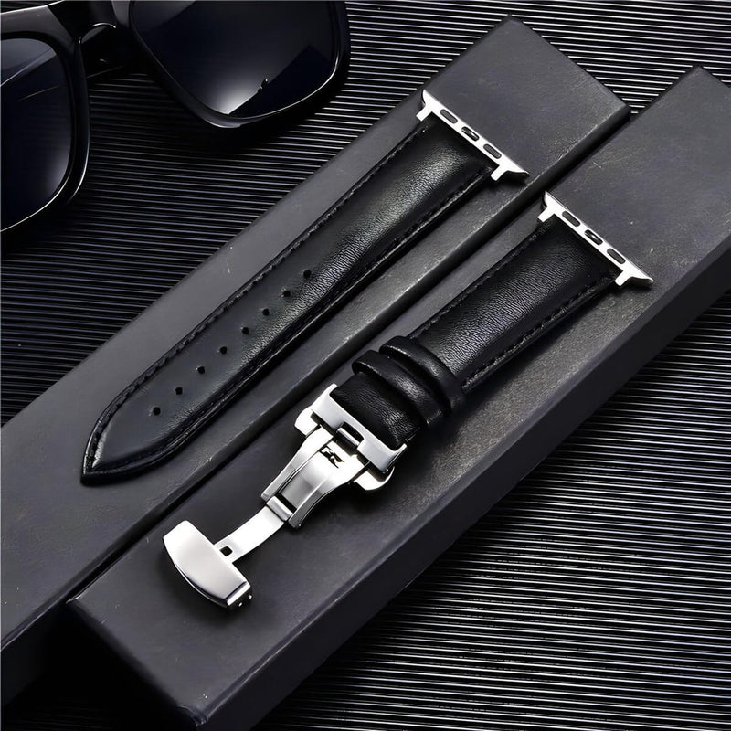 Premium Leather Watch Strap with Butterfly Clasp – OrionLux