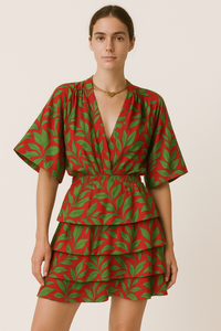 Elegant V-Neck Midi Dress – Perfect for All-Season Wear – Sophia