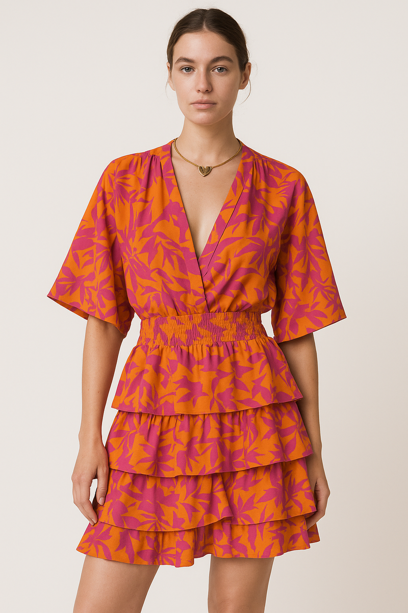 Elegant V-Neck Midi Dress – Perfect for All-Season Wear – Sophia