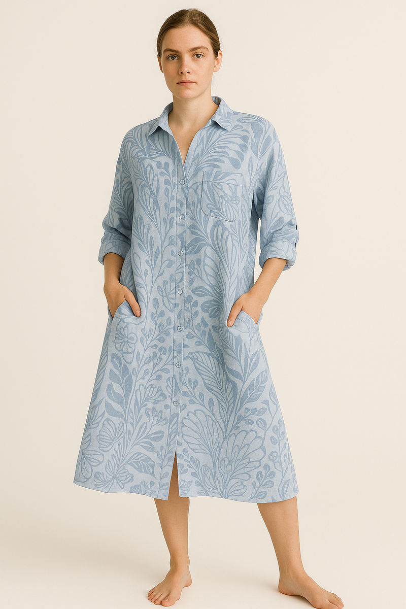 Casual Summer Dress – Relaxed Fit with Stylish Printed Cuffs – Olivia