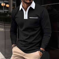 Color Block Polo Shirt with Modern Zipper Design – Ethan