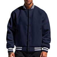 Stylish Fleece Baseball Jacket with Classic Stand Collar - Jake