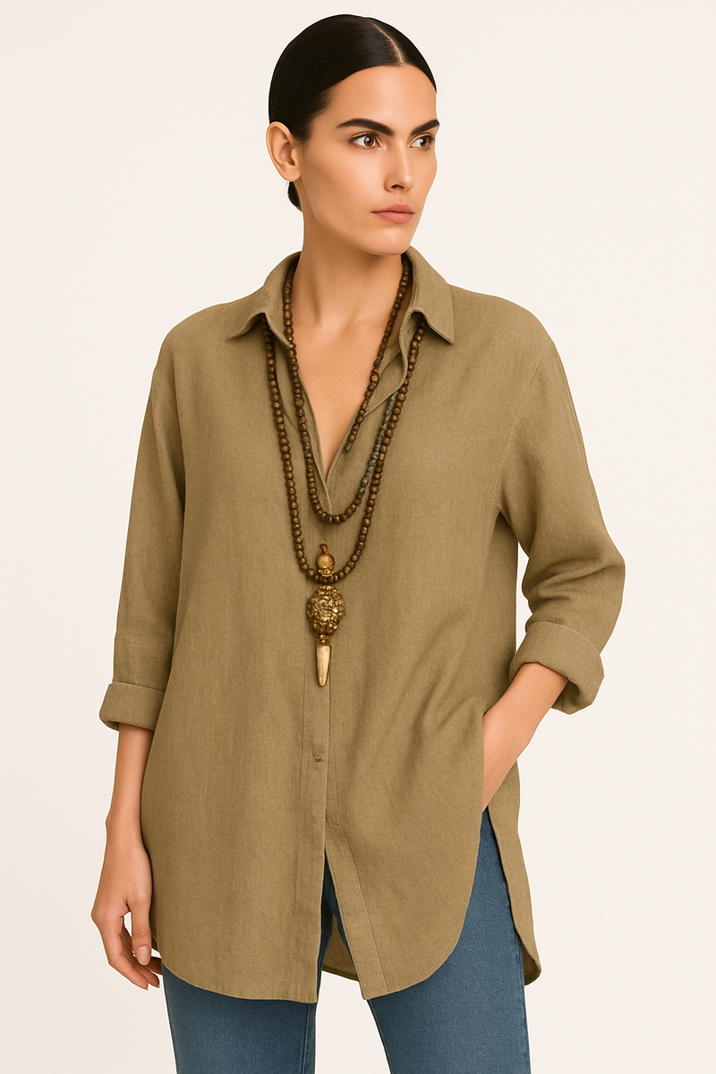 Lightweight V-Neck Long Sleeve Blouse for Summer – Andrea