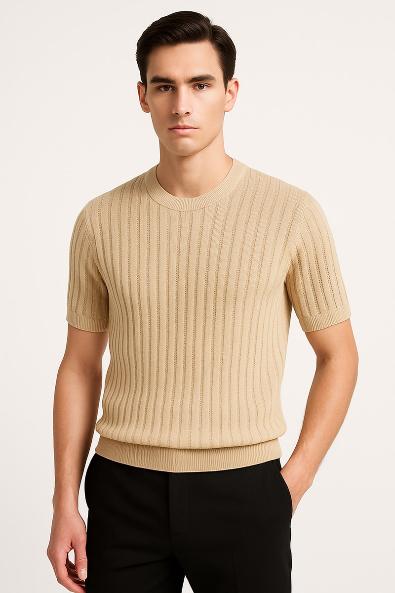 Stylish Knitted Short Sleeve Blouse for Effortless Chic – Axe