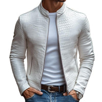 Slim-Fit Leather Jacket with Unique Stone Pattern – Karl
