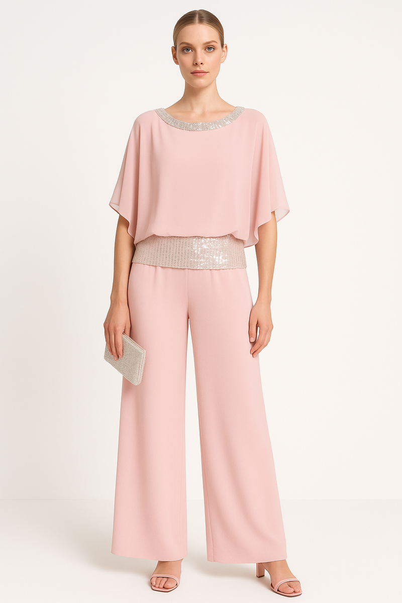 Chic Slit Sleeve Top & High-Waisted Pants Ensemble – Emma