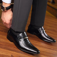 Men’s Genuine Leather Loafers with Crocodile Texture – Ethan