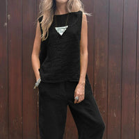 Comfortable Loose-Fit Two-Piece Sleeveless & Pants Set – Sophia