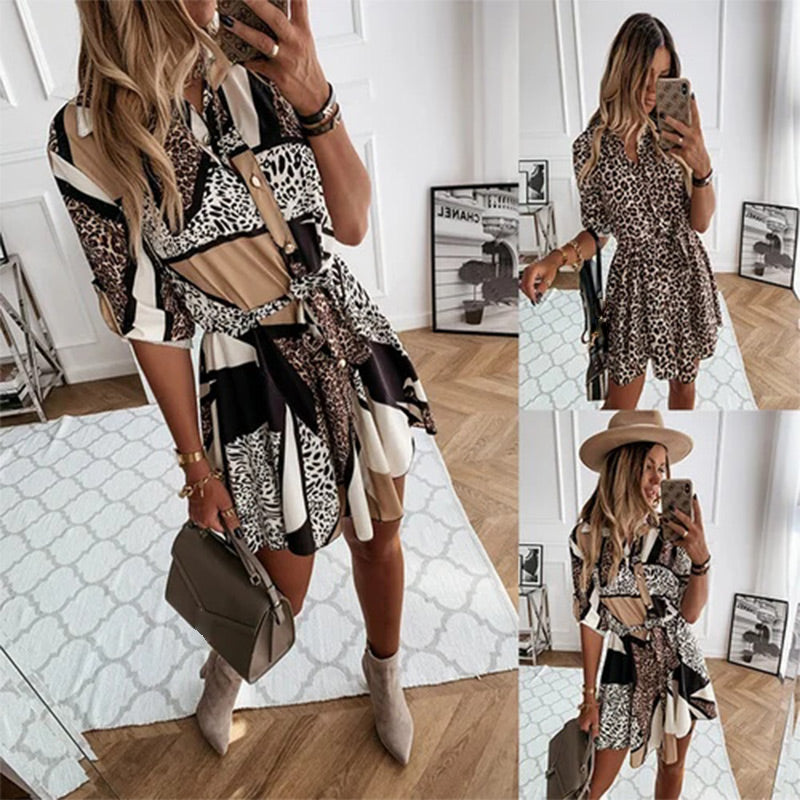 Trendy Printed Short Shirt Dress for Versatile Styling – Isabella