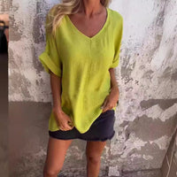 Women's Oversized V-Neck Tee for Casual Summer Days – Emma