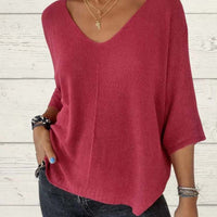 Oversized Batwing Sleeve Knit Blouse, Cozy & Trendy – Olivia