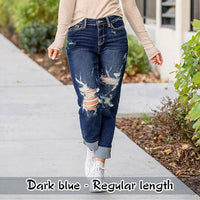 Distressed Boyfriend Jeans with Tummy Shaping Feature – Emily