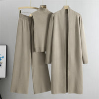 Knitted Cardigan Vest and Pants Set for Cozy Style - Olivia