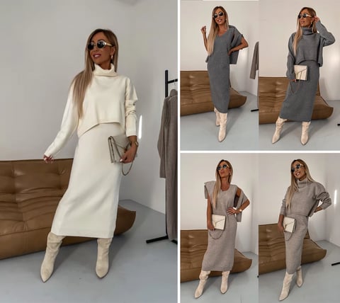 Cozy Knit Dress Set for Ultimate Winter Warmth – Olivia